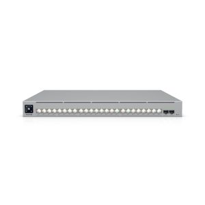 Ubiquiti ECS-24-POE Switch L3 1U rackeable. 8x 2.5G RJ45 + 16x 10G RJ45 (todos PoE+++) + 2x 25G SFP28. Doble fuente hot-swap, hasta 1050W PoE total.